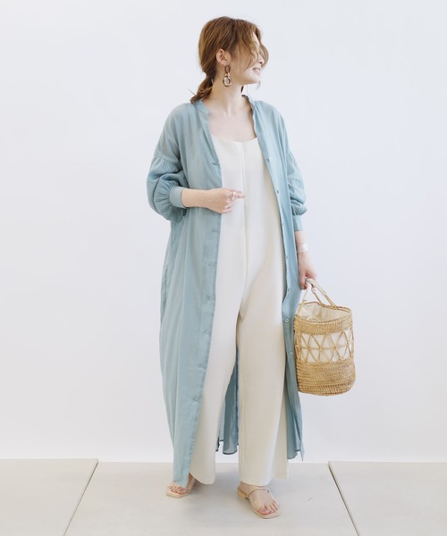 DouDou(ドゥドゥ)の「バックスピンドルシャツワンピース(ワンピース・レディース・オフホワイト/ブルーグリーン・FREE)」の15枚目の写真