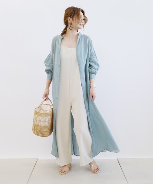 DouDou(ドゥドゥ)の「バックスピンドルシャツワンピース(ワンピース・レディース・オフホワイト/ブルーグリーン・FREE)」の17枚目の写真