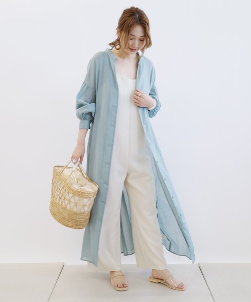 DouDou(ドゥドゥ)の「バックスピンドルシャツワンピース(ワンピース・レディース・オフホワイト/ブルーグリーン・FREE)」の18枚目の写真