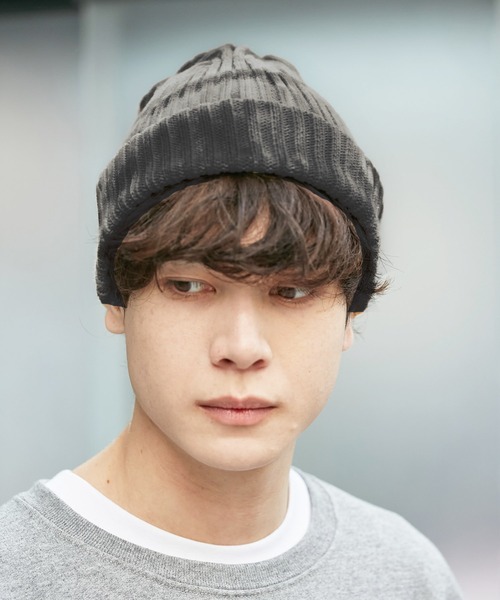 FRUIT OF THE LOOM（フルーツオブザルーム）の「後染め COTTON KNIT CAP（ニットキャップ/ビーニー・レディース・ベージュ/グリーン/ブラック/イエロー・FREE）」の2枚目の写真