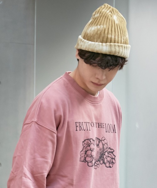FRUIT OF THE LOOM（フルーツオブザルーム）の「後染め COTTON KNIT CAP（ニットキャップ/ビーニー・レディース・ベージュ/グリーン/ブラック/イエロー・FREE）」の6枚目の写真