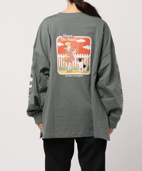 SpRay(スプレイ)の「PIZZA GIRL BIG Tシャツ(Tシャツ/カットソー・レディース・オフホワイト/スミクロ/ライトベージュ/ブルー/パープル・FREE)」の8枚目の写真