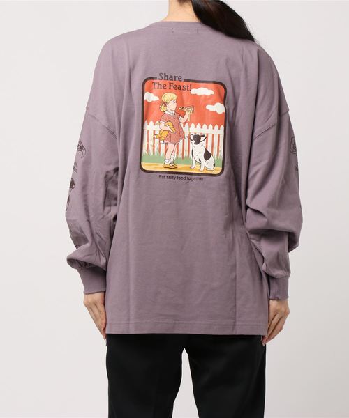 SpRay(スプレイ)の「PIZZA GIRL BIG Tシャツ(Tシャツ/カットソー・レディース・オフホワイト/スミクロ/ライトベージュ/ブルー/パープル・FREE)」の10枚目の写真
