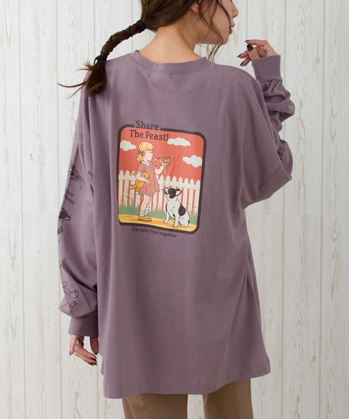 SpRay(スプレイ)の「PIZZA GIRL BIG Tシャツ(Tシャツ/カットソー・レディース・オフホワイト/スミクロ/ライトベージュ/ブルー/パープル・FREE)」の5枚目の写真