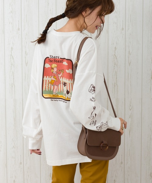 SpRay(スプレイ)の「PIZZA GIRL BIG Tシャツ(Tシャツ/カットソー・レディース・オフホワイト/スミクロ/ライトベージュ/ブルー/パープル・FREE)」の2枚目の写真