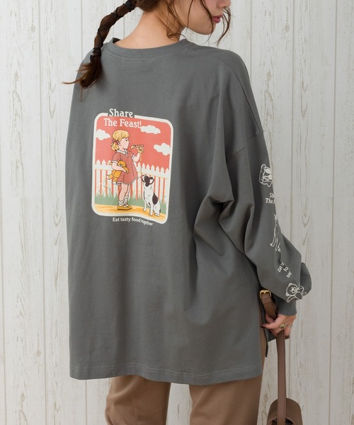 SpRay(スプレイ)の「PIZZA GIRL BIG Tシャツ(Tシャツ/カットソー・レディース・オフホワイト/スミクロ/ライトベージュ/ブルー/パープル・FREE)」の4枚目の写真