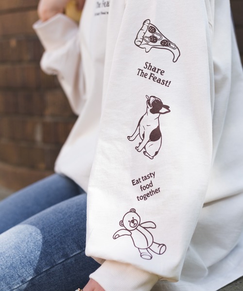 SpRay(スプレイ)の「PIZZA GIRL BIG Tシャツ(Tシャツ/カットソー・レディース・オフホワイト/スミクロ/ライトベージュ/ブルー/パープル・FREE)」の12枚目の写真
