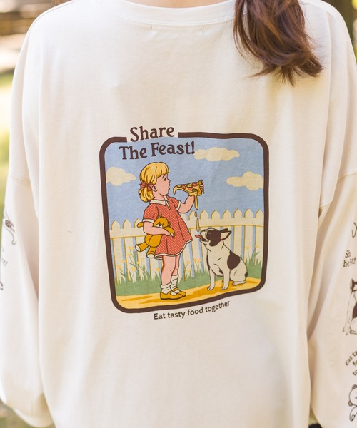 SpRay(スプレイ)の「PIZZA GIRL BIG Tシャツ(Tシャツ/カットソー・レディース・オフホワイト/スミクロ/ライトベージュ/ブルー/パープル・FREE)」の13枚目の写真