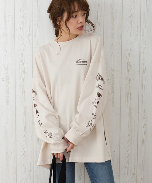 SpRay(スプレイ)の「PIZZA GIRL BIG Tシャツ(Tシャツ/カットソー・レディース・オフホワイト/スミクロ/ライトベージュ/ブルー/パープル・FREE)」の20枚目の写真