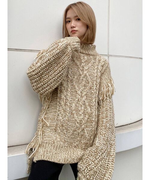 MURUA（ムルーア）の「フリンジケーブルニット（ニット/セーター