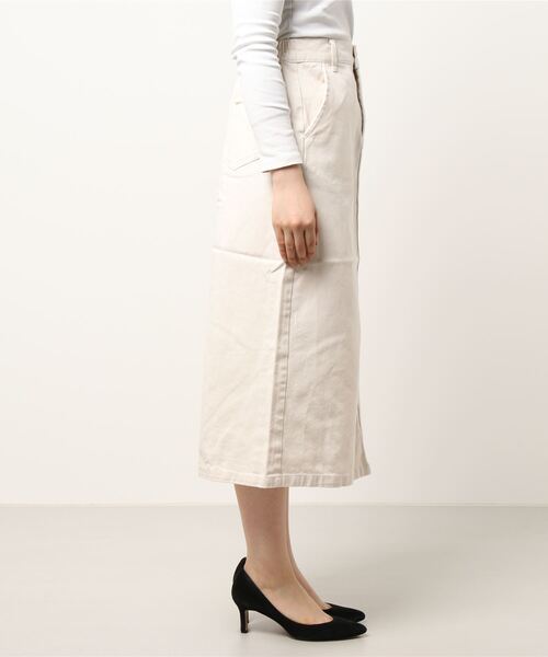 INNOCENT BLUE（イノセントブルー）の「【innocent blue/イノセントブルー】バックスリットツイルスカート　Iラインスカート（スカート・レディース・アイボリー/カーキ・MEDIUM）」の3枚目の写真