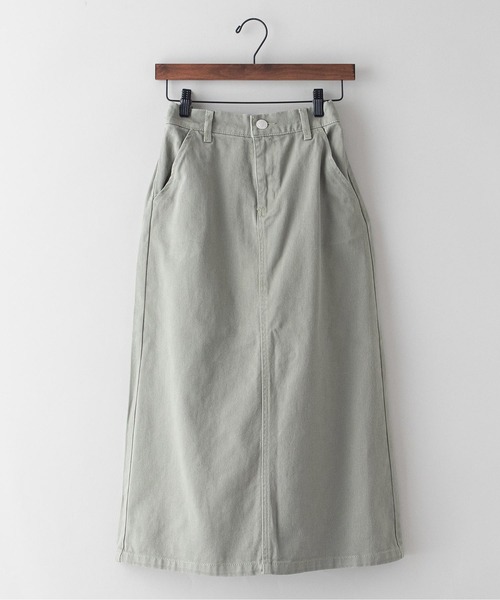 INNOCENT BLUE（イノセントブルー）の「【innocent blue/イノセントブルー】バックスリットツイルスカート　Iラインスカート（スカート・レディース・アイボリー/カーキ・MEDIUM）」の2枚目の写真