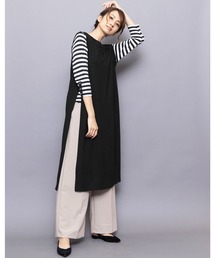 ストレッチ起毛サイドスリットロングニットベスト