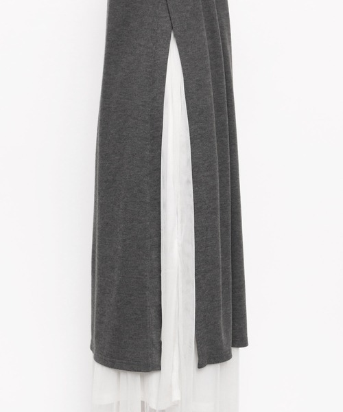 mili an deni(ミリアンデニ)の「ストレッチ起毛サイドスリットロングニットベスト(ベスト・レディース・ブラック/ブルー/チャコールグレー/ネイビー/オートミール/アッシュグレー・L/M)」の15枚目の写真