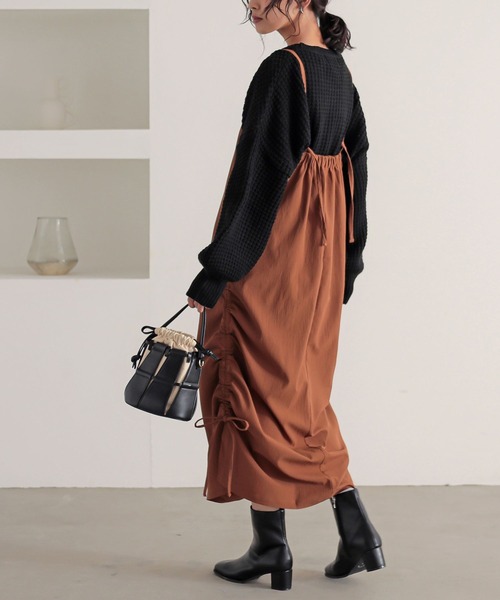 n'OrLABEL（ノアールレーベル）の「『やわらかコクーンワッフルニット』（ニット/セーター・レディース・アイボリー/杢グレー/カーキ/テラコッタ/ブラック/ラベンダー/グレイッシュブルー/モカ・FREE）」の16枚目の写真