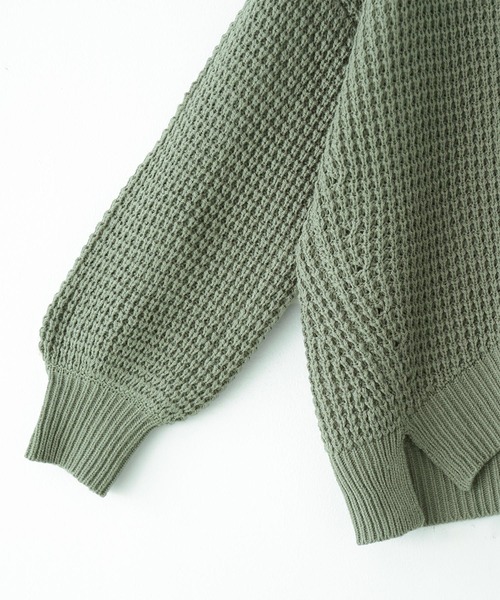 n'OrLABEL（ノアールレーベル）の「『やわらかコクーンワッフルニット』（ニット/セーター・レディース・アイボリー/杢グレー/カーキ/テラコッタ/ブラック/ラベンダー/グレイッシュブルー/モカ・FREE）」の11枚目の写真