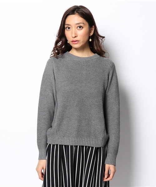 DISCOAT（ディスコート）の「【Discoat】後ろZIP編地切替プルオーバー（ニット/セーター・レディース・グレー/ボルドー/ネイビー/オフホワイト・ﾌﾘ-）」の5枚目の写真