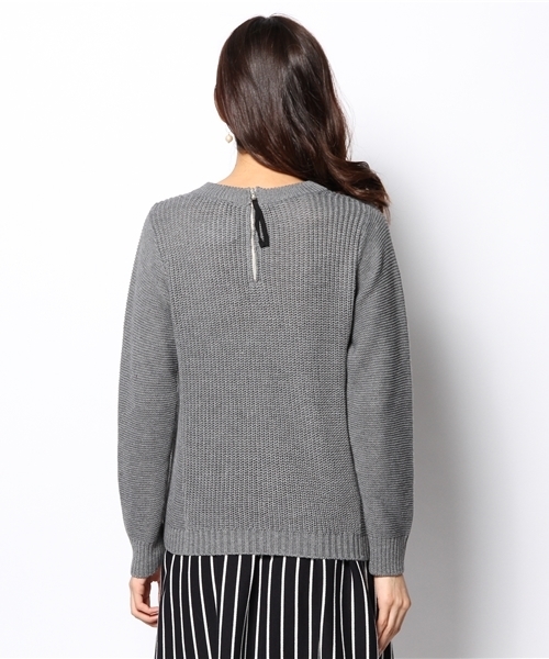 DISCOAT（ディスコート）の「【Discoat】後ろZIP編地切替プルオーバー（ニット/セーター・レディース・グレー/ボルドー/ネイビー/オフホワイト・ﾌﾘ-）」の7枚目の写真