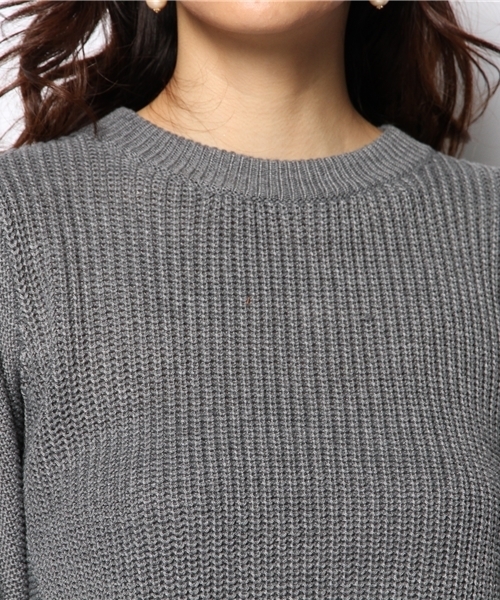 DISCOAT（ディスコート）の「【Discoat】後ろZIP編地切替プルオーバー（ニット/セーター・レディース・グレー/ボルドー/ネイビー/オフホワイト・ﾌﾘ-）」の9枚目の写真