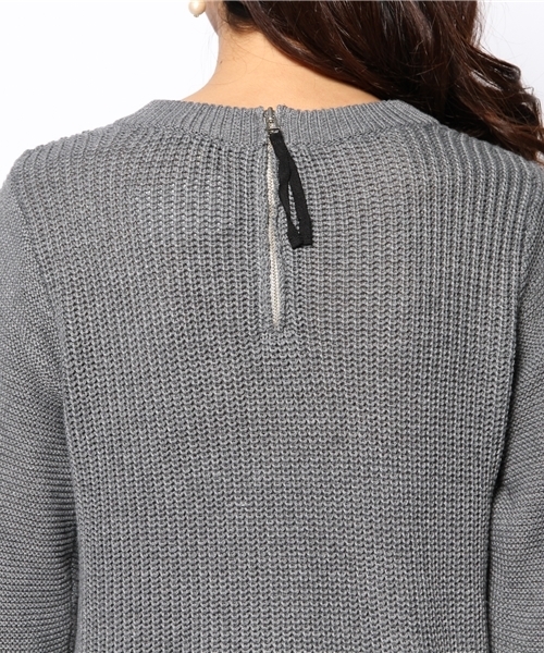 DISCOAT（ディスコート）の「【Discoat】後ろZIP編地切替プルオーバー（ニット/セーター・レディース・グレー/ボルドー/ネイビー/オフホワイト・ﾌﾘ-）」の10枚目の写真