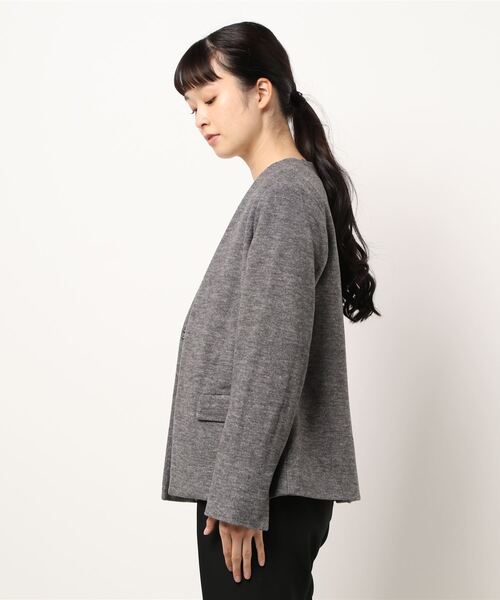 ikka（イッカ）の「ポンチノーカラージャケット（テーラードジャケット・レディース・ライトグレー/ベージュ/ブラック・L/M）」の4枚目の写真