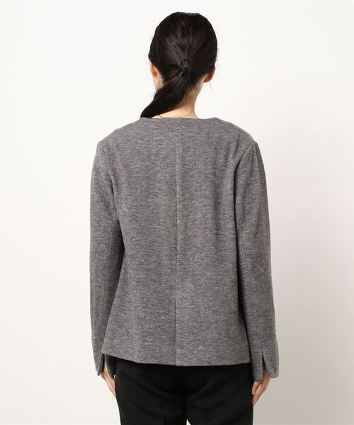 ikka（イッカ）の「ポンチノーカラージャケット（テーラードジャケット・レディース・ライトグレー/ベージュ/ブラック・L/M）」の5枚目の写真