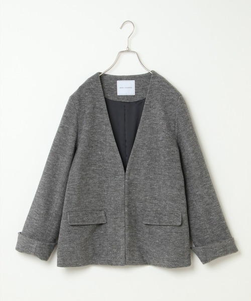 ikka（イッカ）の「ポンチノーカラージャケット（テーラードジャケット・レディース・ライトグレー/ベージュ/ブラック・L/M）」の3枚目の写真