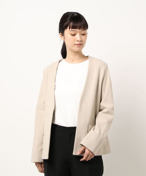 ikka（イッカ）の「ポンチノーカラージャケット（テーラードジャケット・レディース・ライトグレー/ベージュ/ブラック・L/M）」の10枚目の写真