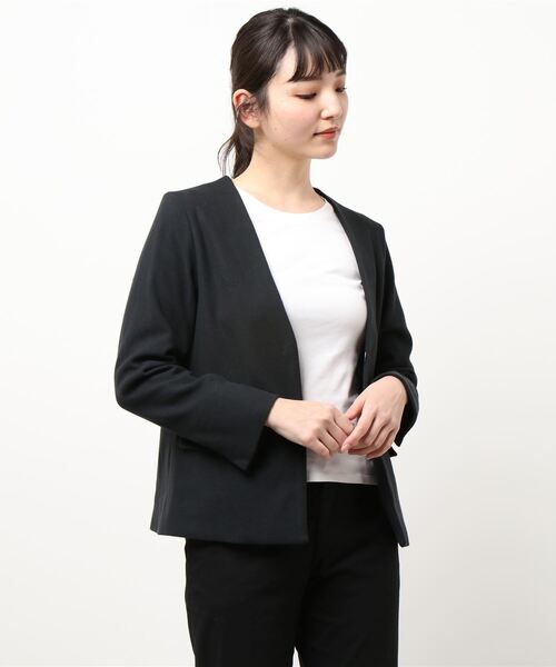 ikka（イッカ）の「ポンチノーカラージャケット（テーラードジャケット・レディース・ライトグレー/ベージュ/ブラック・L/M）」の11枚目の写真