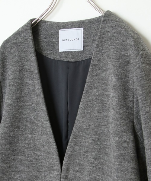ikka（イッカ）の「ポンチノーカラージャケット（テーラードジャケット・レディース・ライトグレー/ベージュ/ブラック・L/M）」の13枚目の写真