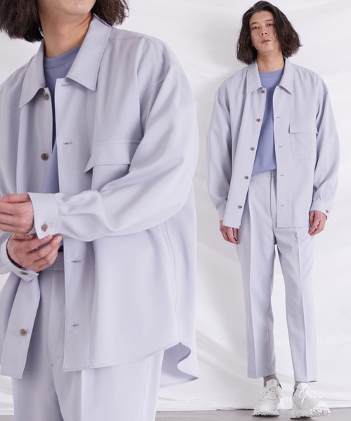 WYM LIDNM(ウィム バイ リドム)の「PE WIDE SHIRT SET-UP(セットアップ・メンズ・ベージュ/ブルー系その他/パープル系その他/ライトベージュ・S/M/L)」の3枚目の写真