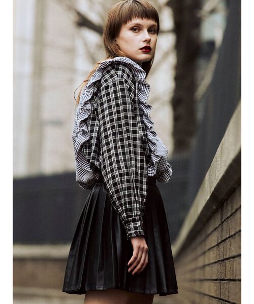 jouetie（ジュエティ）の「プリーツスカパン（スカート・レディース・ブラック/オフホワイト/ブルー/ライトグリーン・MEDIUM）」の13枚目の写真