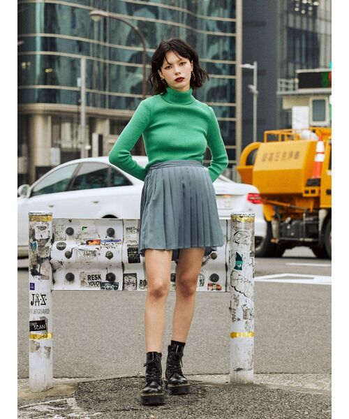 jouetie（ジュエティ）の「プリーツスカパン（スカート・レディース・ブラック/オフホワイト/ブルー/ライトグリーン・MEDIUM）」の15枚目の写真