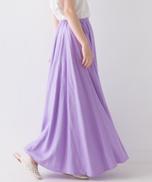 OMNES（オムネス）の「麻レーヨン フレアスカート（スカート・レディース・ラベンダー/グリーン/ブラウン/キャメル/ベージュ・FREE）」の5枚目の写真