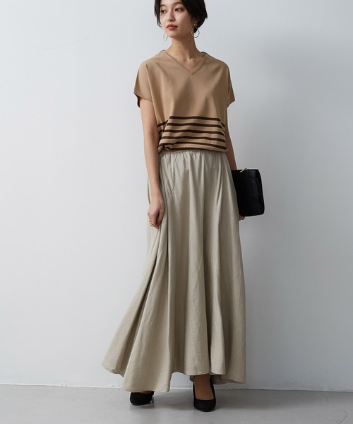 OMNES（オムネス）の「麻レーヨン フレアスカート（スカート・レディース・ラベンダー/グリーン/ブラウン/キャメル/ベージュ・FREE）」の3枚目の写真