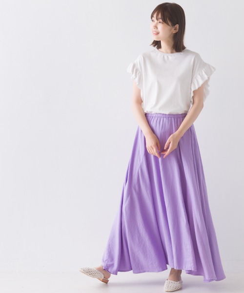 OMNES（オムネス）の「麻レーヨン フレアスカート（スカート・レディース・ラベンダー/グリーン/ブラウン/キャメル/ベージュ・FREE）」の14枚目の写真