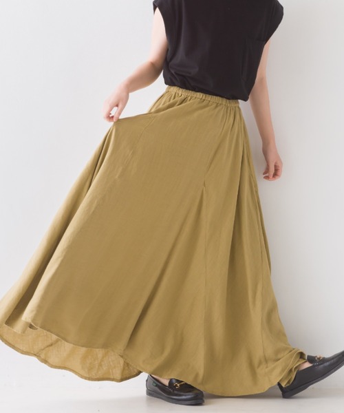 OMNES（オムネス）の「麻レーヨン フレアスカート（スカート・レディース・ラベンダー/グリーン/ブラウン/キャメル/ベージュ・FREE）」の8枚目の写真