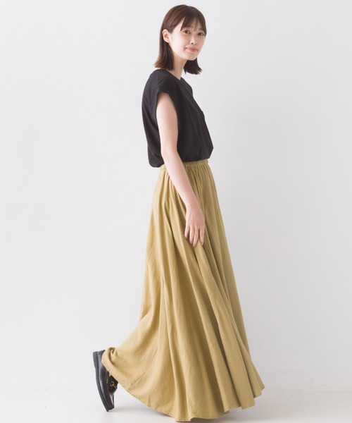 OMNES（オムネス）の「麻レーヨン フレアスカート（スカート・レディース・ラベンダー/グリーン/ブラウン/キャメル/ベージュ・FREE）」の10枚目の写真