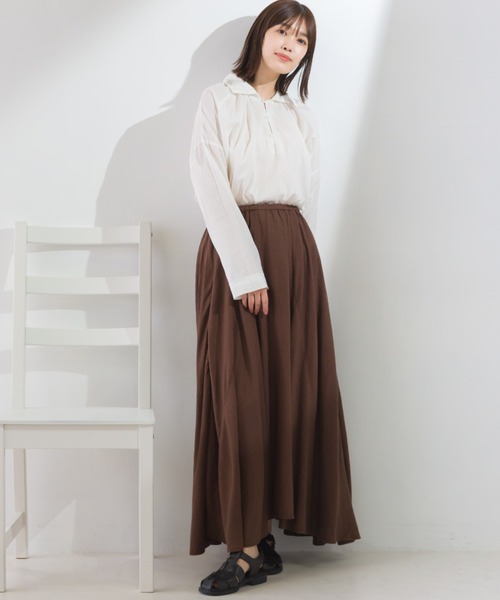 OMNES（オムネス）の「麻レーヨン フレアスカート（スカート・レディース・ラベンダー/グリーン/ブラウン/キャメル/ベージュ・FREE）」の11枚目の写真