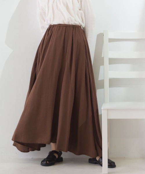 OMNES（オムネス）の「麻レーヨン フレアスカート（スカート・レディース・ラベンダー/グリーン/ブラウン/キャメル/ベージュ・FREE）」の12枚目の写真