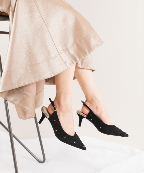 RANDA（ランダ）の「フラワーカットバックストラップパンプス（パンプス・レディース・ブラック/グリーン/クリーム・LL/S/M/L）」の10枚目の写真