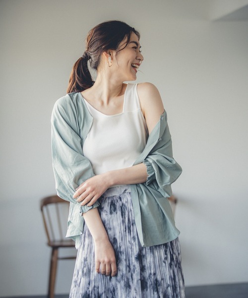 GLOBAL WORK（グローバルワーク）の「Beauteeアシメリブタンク/935347（タンクトップ・レディース・ブラウン/ホワイト/ブラック/アイボリー・MEDIUM/LARGE）」の2枚目の写真