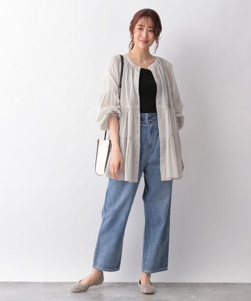 GLOBAL WORK（グローバルワーク）の「Beauteeアシメリブタンク/935347（タンクトップ・レディース・ブラウン/ホワイト/ブラック/アイボリー・MEDIUM/LARGE）」の6枚目の写真