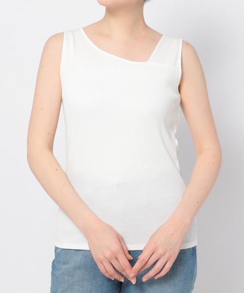 GLOBAL WORK（グローバルワーク）の「Beauteeアシメリブタンク/935347（タンクトップ・レディース・ブラウン/ホワイト/ブラック/アイボリー・MEDIUM/LARGE）」の9枚目の写真