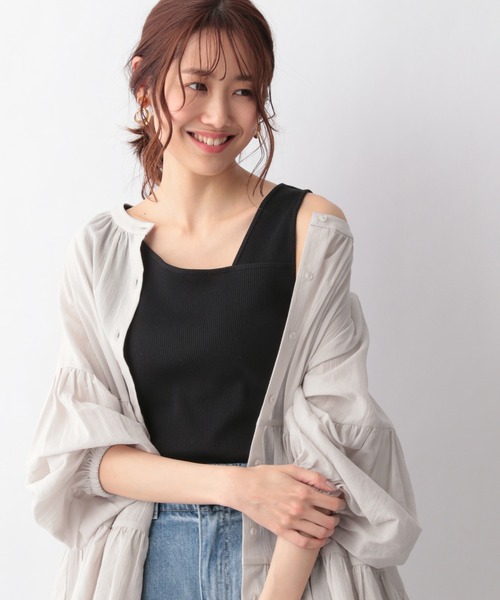 GLOBAL WORK（グローバルワーク）の「Beauteeアシメリブタンク/935347（タンクトップ・レディース・ブラウン/ホワイト/ブラック/アイボリー・MEDIUM/LARGE）」の21枚目の写真