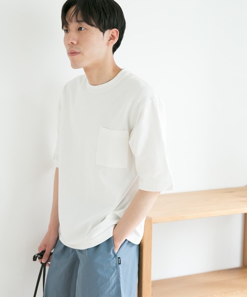 URBAN RESEARCH DOORS（アーバンリサーチドアーズ）の「ヘビーオンスコットン5分袖Tシャツ（Tシャツ/カットソー・メンズ・ホワイト/チャコールグレー/イエロー/ブルー/グリーン・MEDIUM/LARGE）」の2枚目の写真