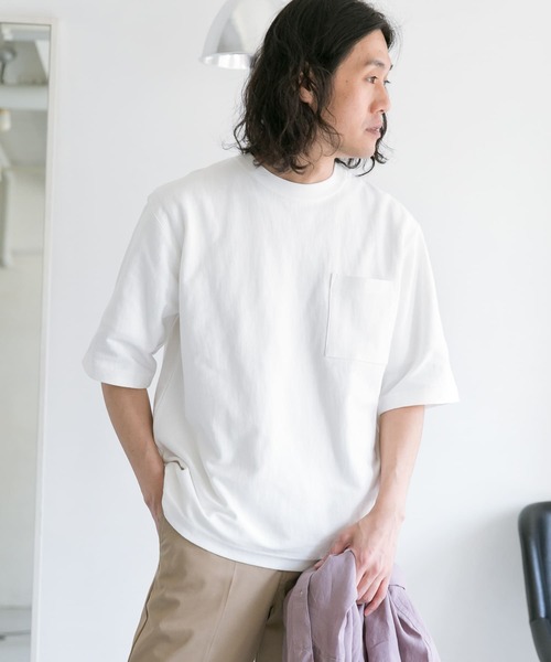 URBAN RESEARCH DOORS（アーバンリサーチドアーズ）の「ヘビーオンスコットン5分袖Tシャツ（Tシャツ/カットソー・メンズ・ホワイト/チャコールグレー/イエロー/ブルー/グリーン・MEDIUM/LARGE）」の21枚目の写真