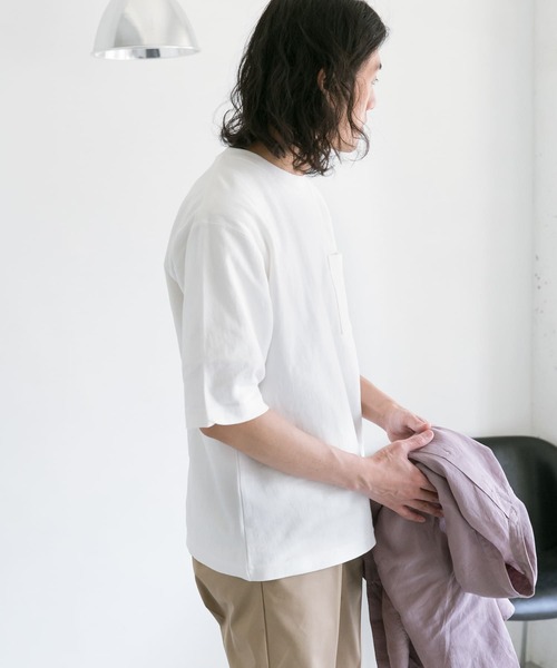 URBAN RESEARCH DOORS（アーバンリサーチドアーズ）の「ヘビーオンスコットン5分袖Tシャツ（Tシャツ/カットソー・メンズ・ホワイト/チャコールグレー/イエロー/ブルー/グリーン・MEDIUM/LARGE）」の22枚目の写真