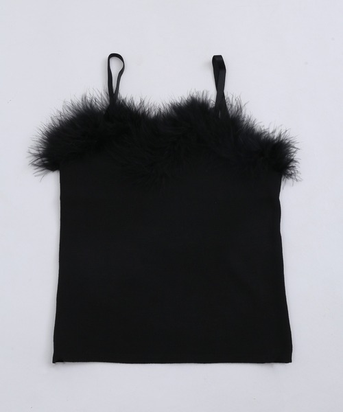 PHILLY（フィリー）の「フェイクファーキャミ（キャミソール・レディース・ホワイト/ブラック/ライトピンク/サックスブルー・FREE）」の8枚目の写真