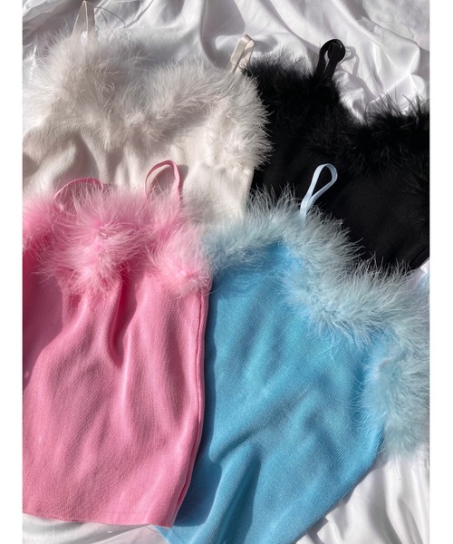 PHILLY（フィリー）の「フェイクファーキャミ（キャミソール・レディース・ホワイト/ブラック/ライトピンク/サックスブルー・FREE）」の19枚目の写真